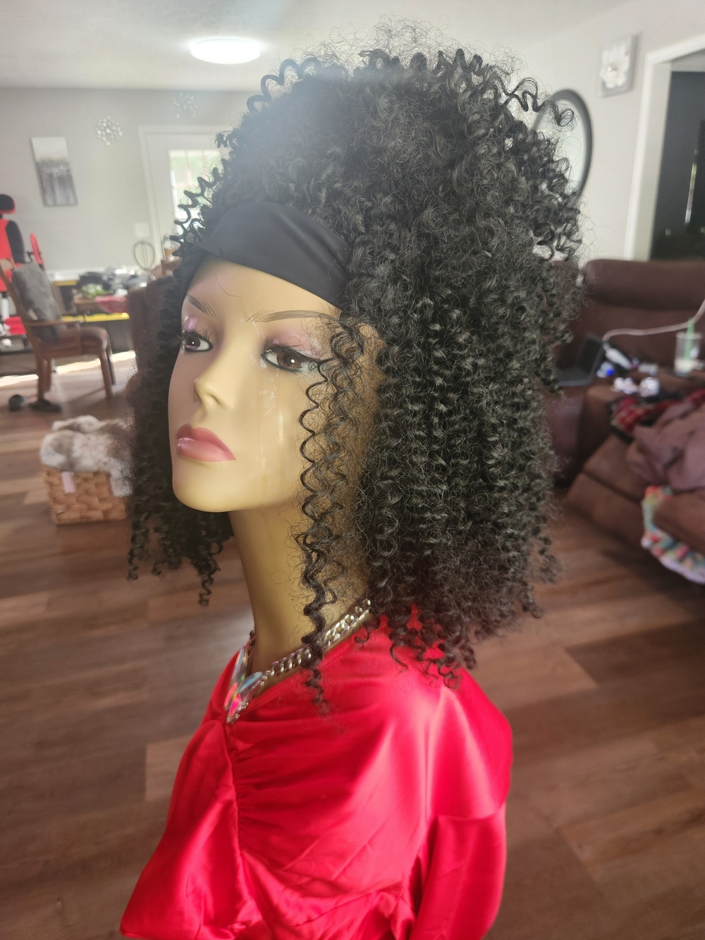 Black Curly Headband Wig - Unbranded